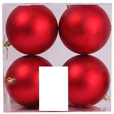 Шар 10см/4шт., красный, матовый, JNPM-10-R
